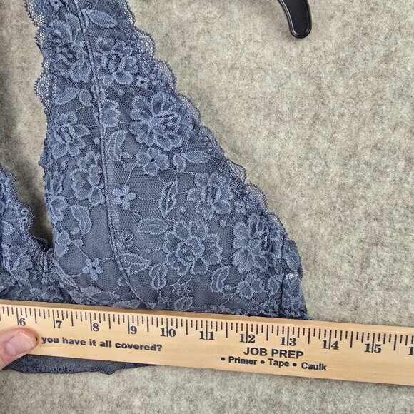 Gilly Hicks Lace Halter Bralette Gray Floral Lined Stretch - Picture 4 of 4